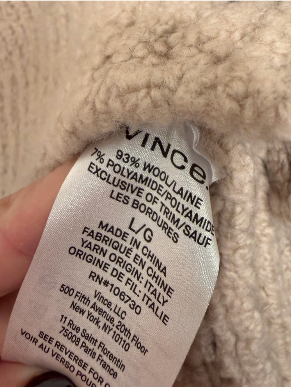 Vince Taupe Boucle Wool Cardigan Sweater V756978788 NWT Womens Large - Picture 4 of 5